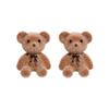 Милые бархатные плюшевые серьги-пусеты в виде медвежат, кавайные серьги с животными коричневого и хаки цветов для женщин и девушек, корейская бижутерия