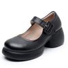 Женские туфли-лодочки на платформе с пряжкой и ремешком, с круглым носком и высоким каблуком, туфли Мэри Джейн для женщин 2024 года, новые элегантные черные туфли из искусственной кожи