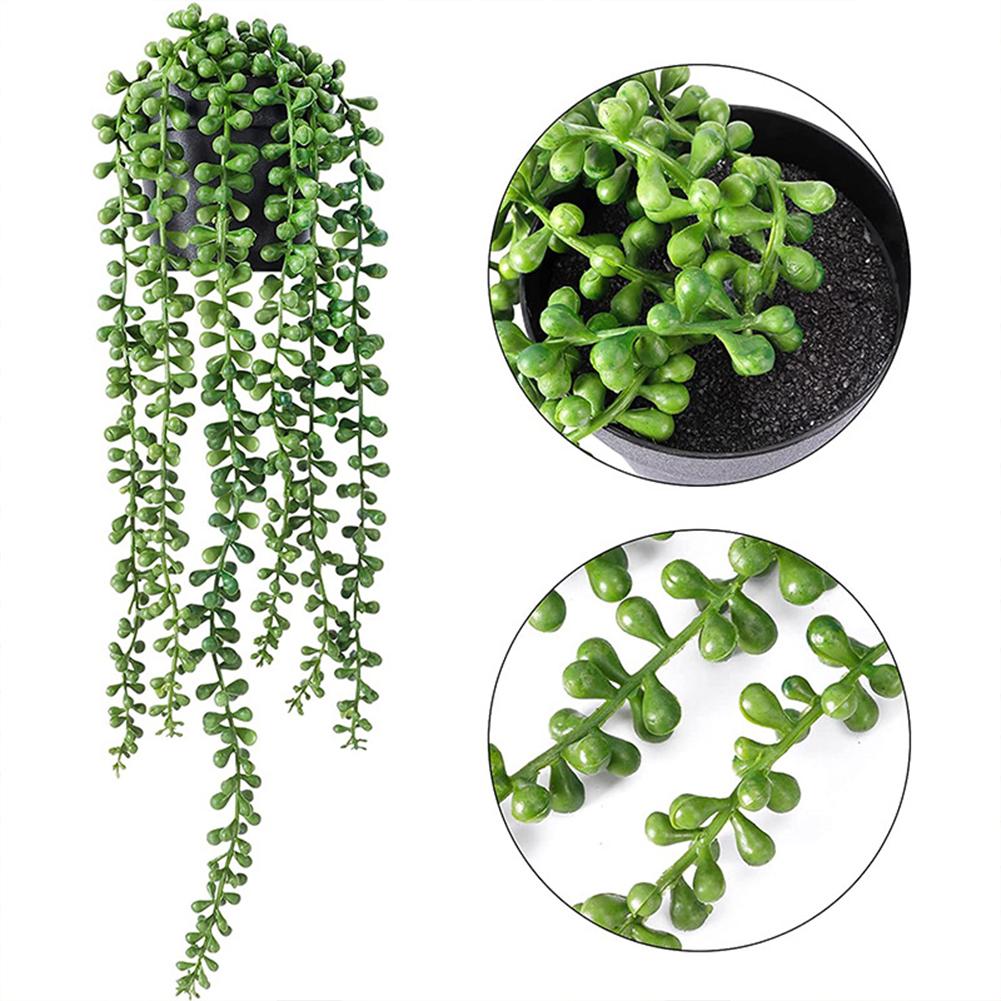 Artificial Plant Vine Plastic Artificial Succulent Hanging Plant For Home Bookshelves Party Wedding