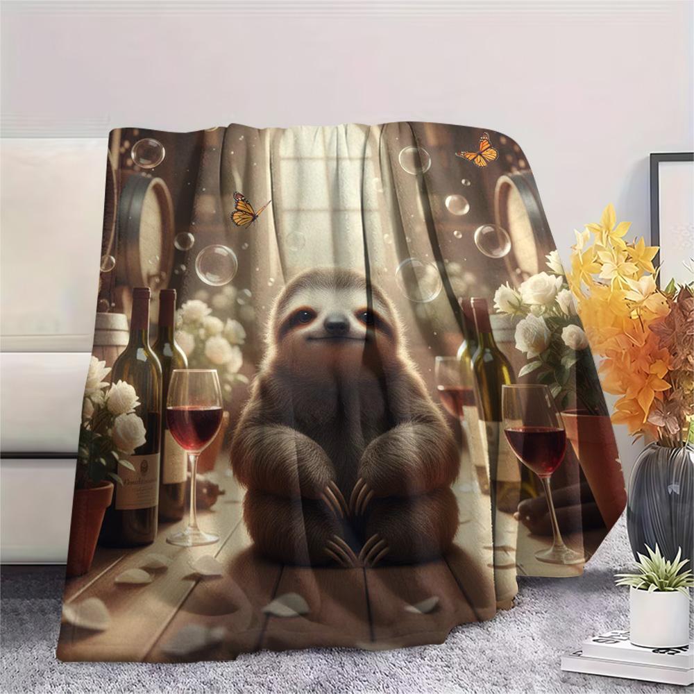1PC Cute animals Print Flannel Blanket, High quality Comfortable for All Seasons, Home Decor, Warmth and Comfort
