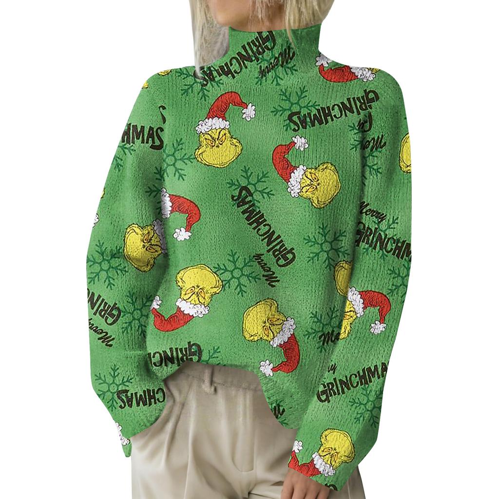 Рождественские толстовки для женщин Вязаный свитер Милая рубашка Осенняя водолазка Пуловер Топы