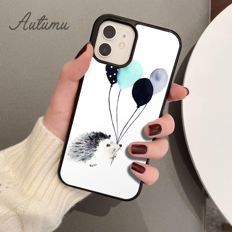 Чехол для телефона с изображением ежа и воздушного шара для iPhone 11 12 13 14 Pro Max mini X XR XS SE 2020 6S 7 8 Plus Samsung Galaxy S21 S22
