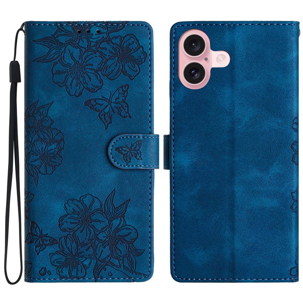 For iPhone 17 Case Butterfly Flower Pattern Skin-Touch Leather Phone Cover