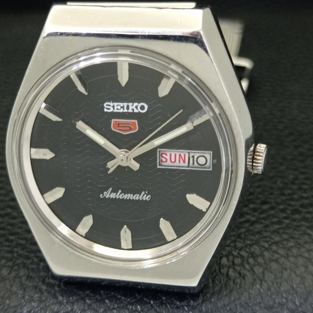 Seiko 5 АВТОМАТИЧЕСКИЕ 6309A ВИНТАЖНЫЕ ЯПОНСКИЕ МУЖСКИЕ ЧАСЫ С ЧЕРНЫМ ЦИФЕРБЛАТОМ a701566-5 R206b-a701566