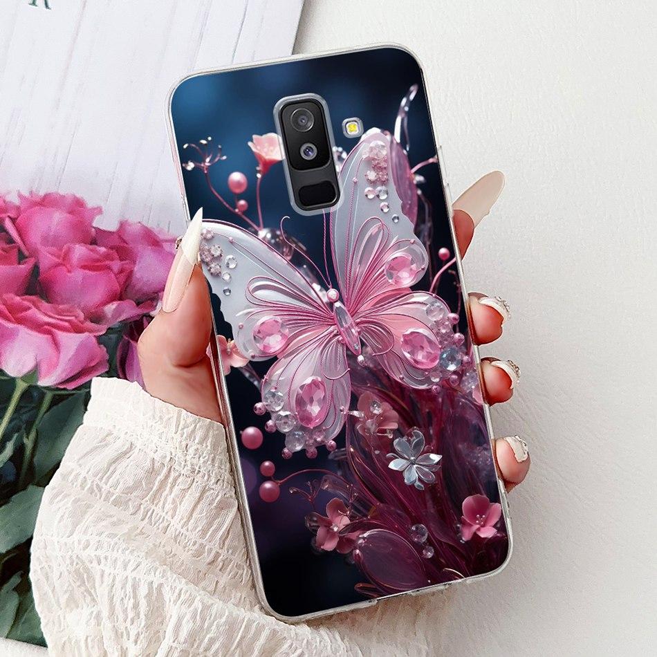 Чехол для телефона Samsung Galaxy A6 Plus 2018 На Samsung A6+ (2018) A6 A600F A605G Элегантные Цветочные Кошачьи Мягкие Силиконовые Прозрачные TPU Чехлы
