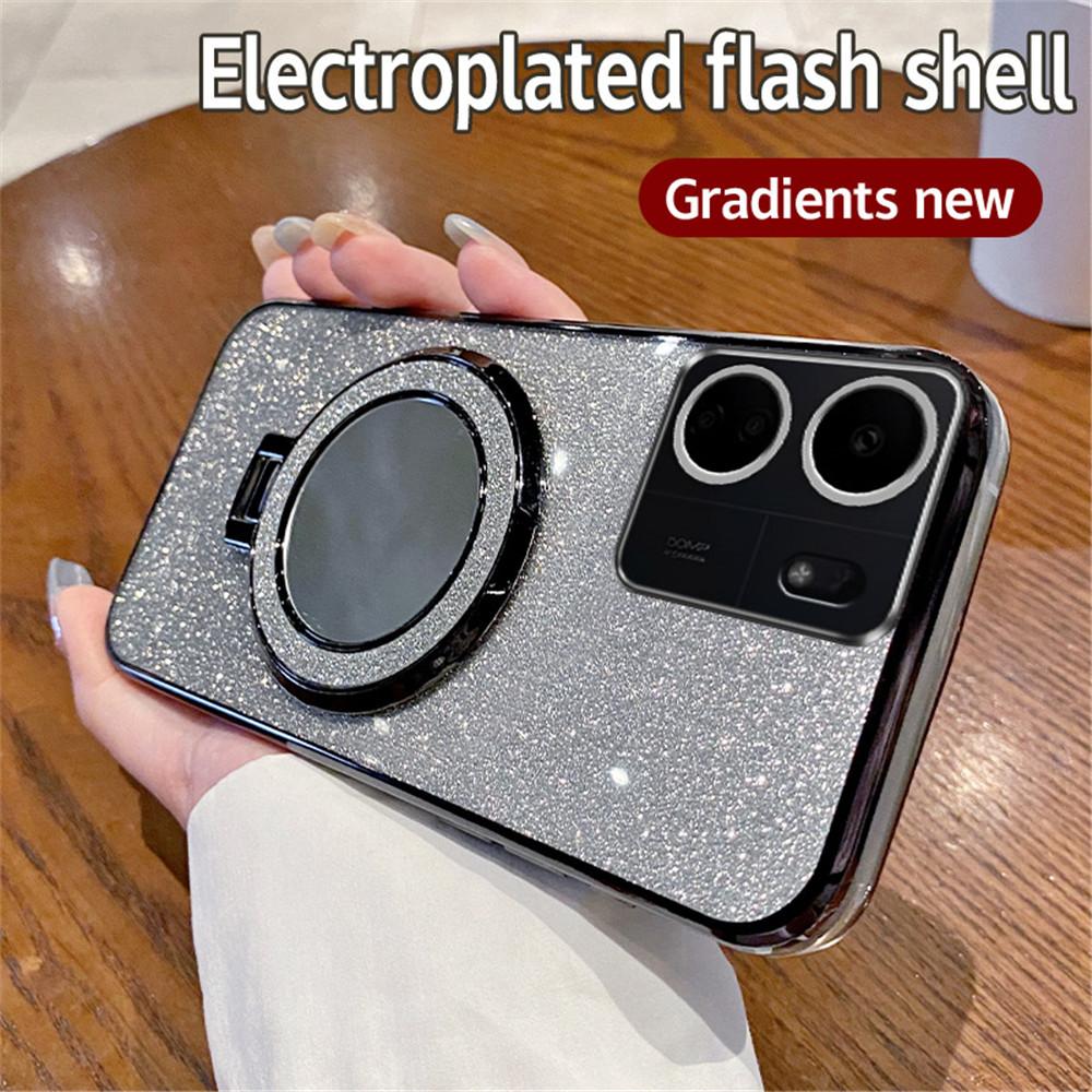 Градиентный Блестящий Зеркальный Чехол-подставка с кольцом для телефона для Xiaomi Redmi A3 13C 12 12C 10 10C 10A 9 9C 9A A1 Plus Мягкая силиконовая задняя крышка