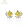 High Carbon Diamond Earrings 925 Sterling Silver 10*10mm Yellow Stone Stud Earrings Unique Design Romantic Fine Jewelry Wedding Party Gifts