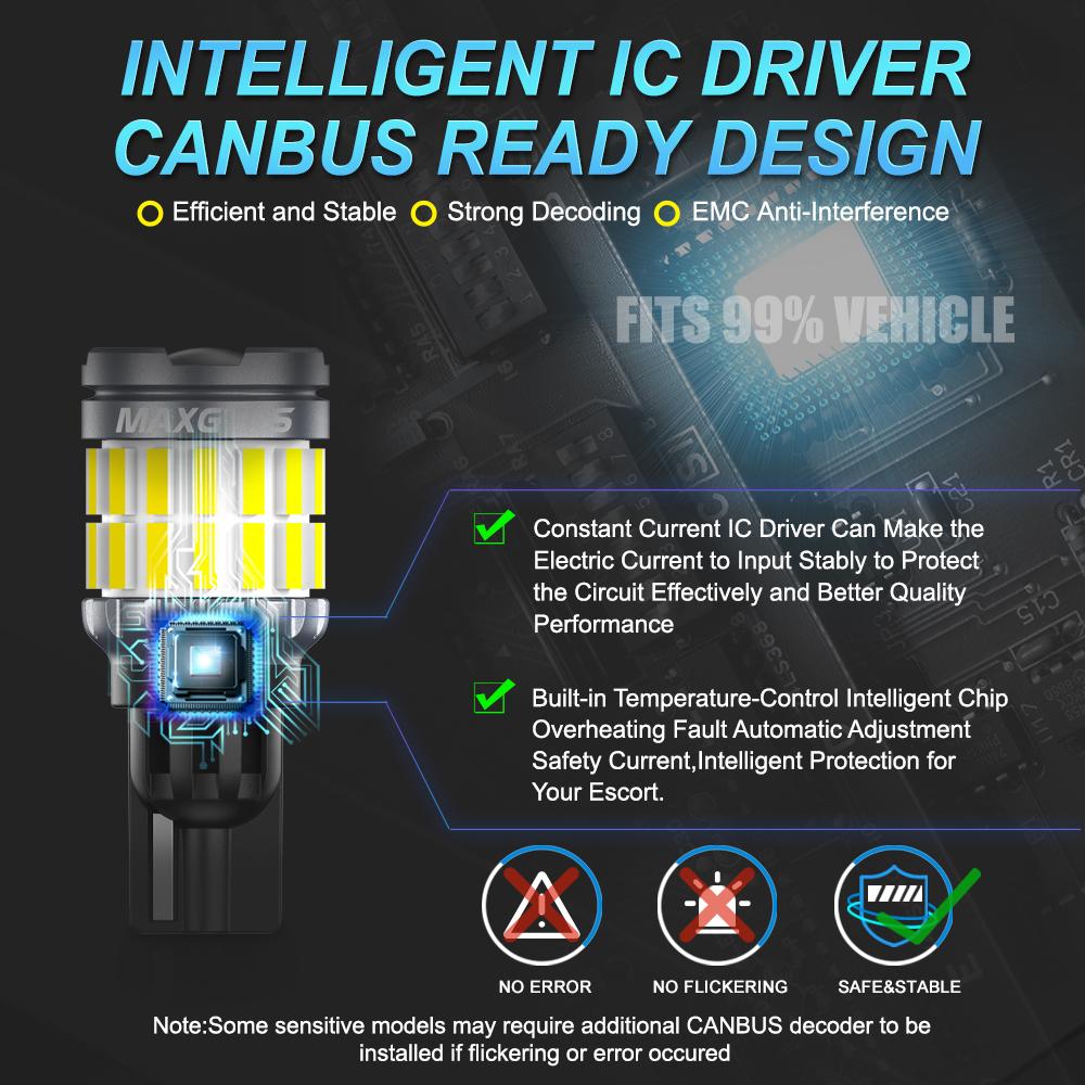MAXGTRS 2 шт. T15 W16W Светодиодные Автомобильные Лампы Canbus Без Ошибок 921 912 Лампа Заднего Хода Парковки Автомобиля Ксеноновый Белый