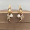 Korean Luxury Zircon Ears of Wheatn Imitation Pearl Drop Earrings for Women Fashion Sweet Gold Color Earring Jewelry Wedding Accessories