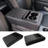 Car Armrest Cushion With 2 Cup Holder PU Leather Armrest Pad Portable Car Armrest Pillow Cover Height Pad