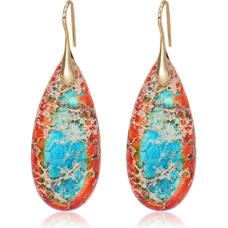 Natural Stone Earrings Waterdrop Stone Dangle Earrings for Women