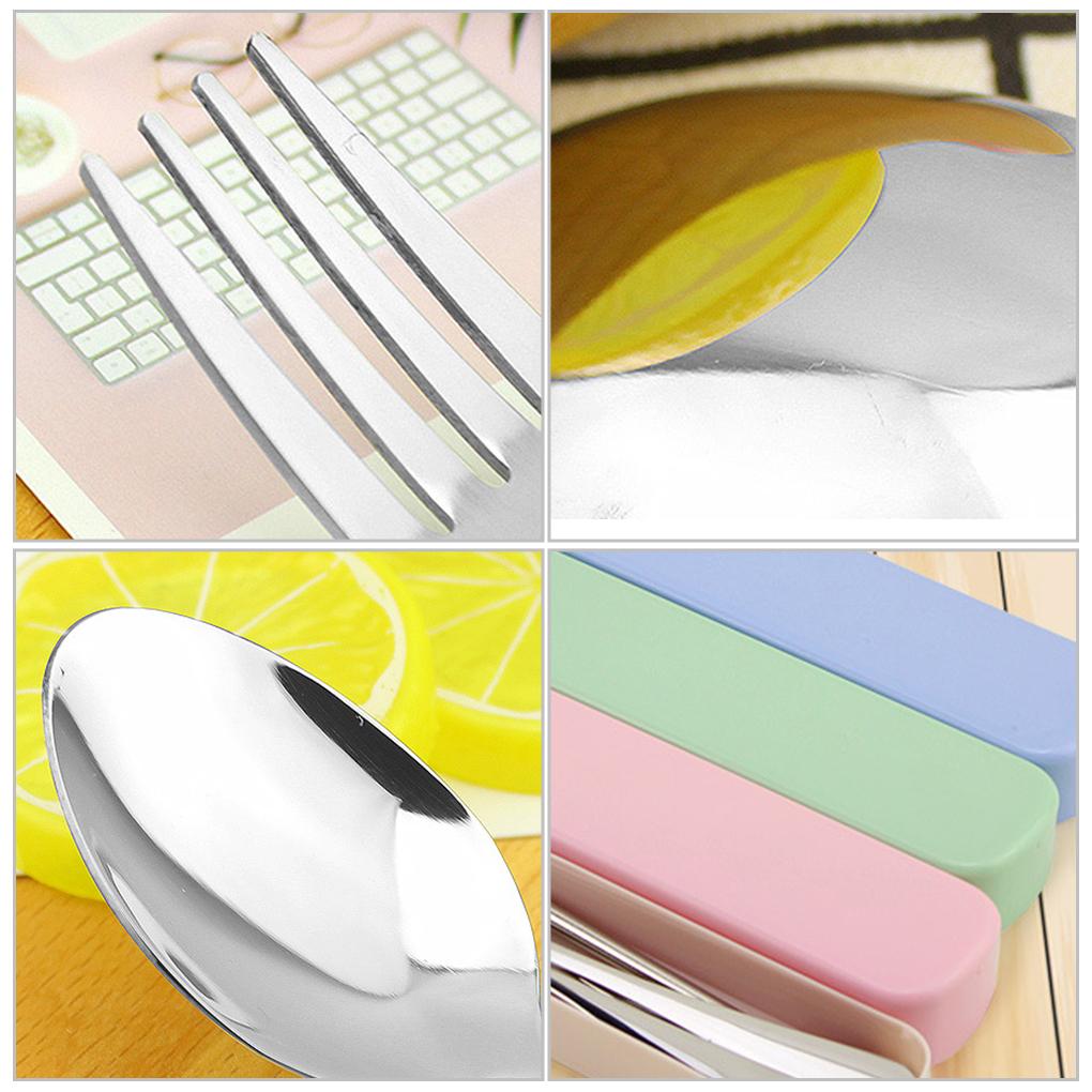 2 шт. портативный набор палочек для еды ложек из нержавеющей стали для студентов с ящиком для хранения узор розовый