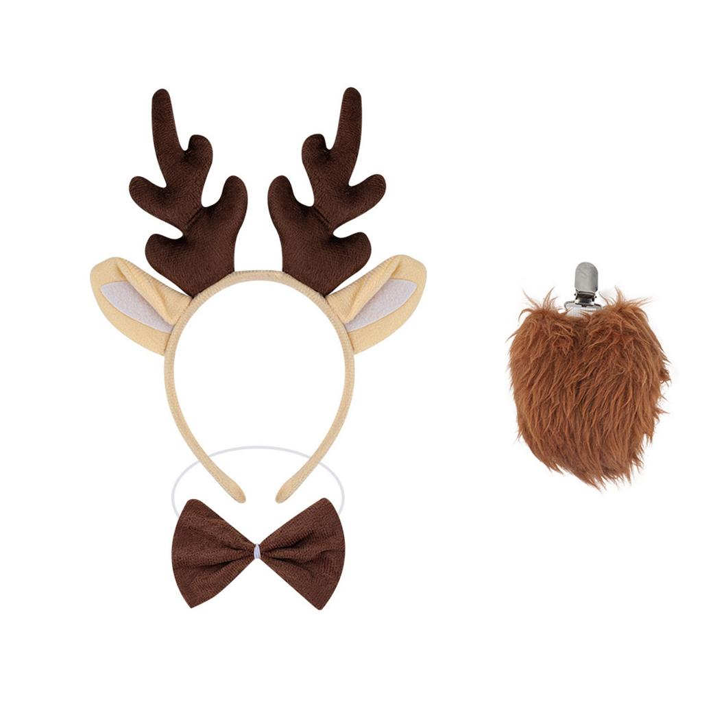 Рождественский ободок с оленьими рогами, регулируемый праздничный аксессуар для волос, праздничный головной убор для женщин и детей