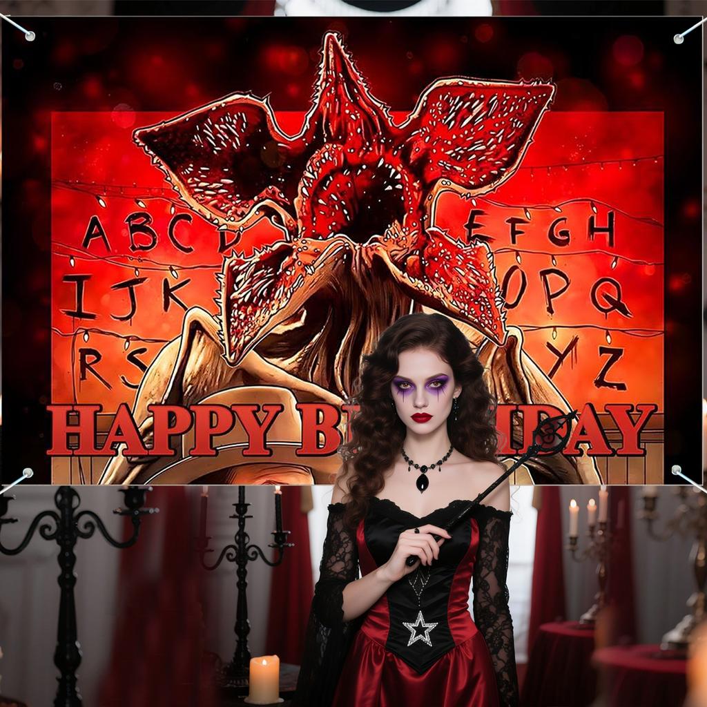 BEPAN Stranger Birthday Party Decorations,Welcome to The Other Side Backdrop Banner Horror Forest Upside Down Themed Decor Banner Back