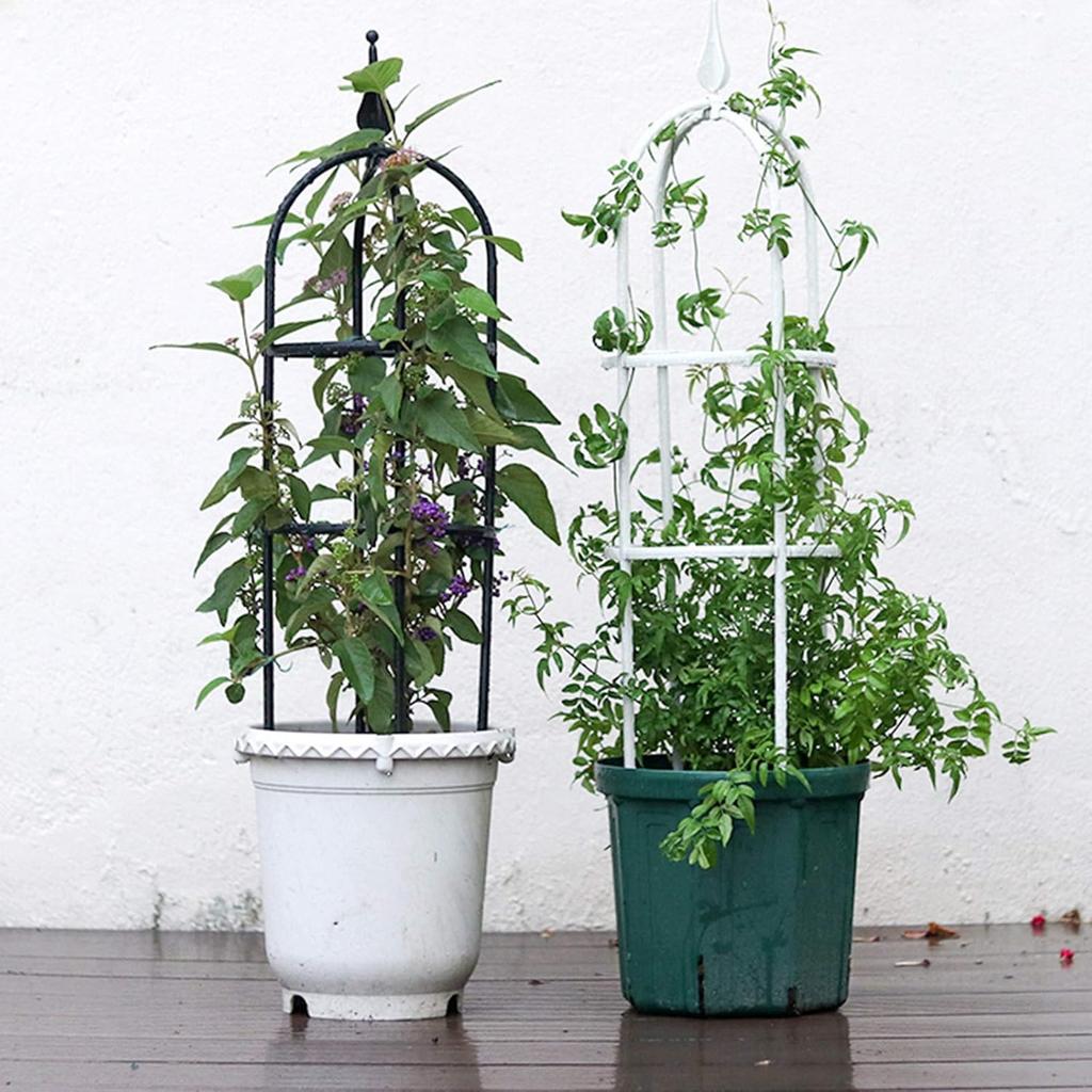 Tower Obelisk Garden Trellis, Durable Metal with Plastic Coating U-Shaped Plant Flower Support Stand Morning Glory Ivy Roses Clematis, Black