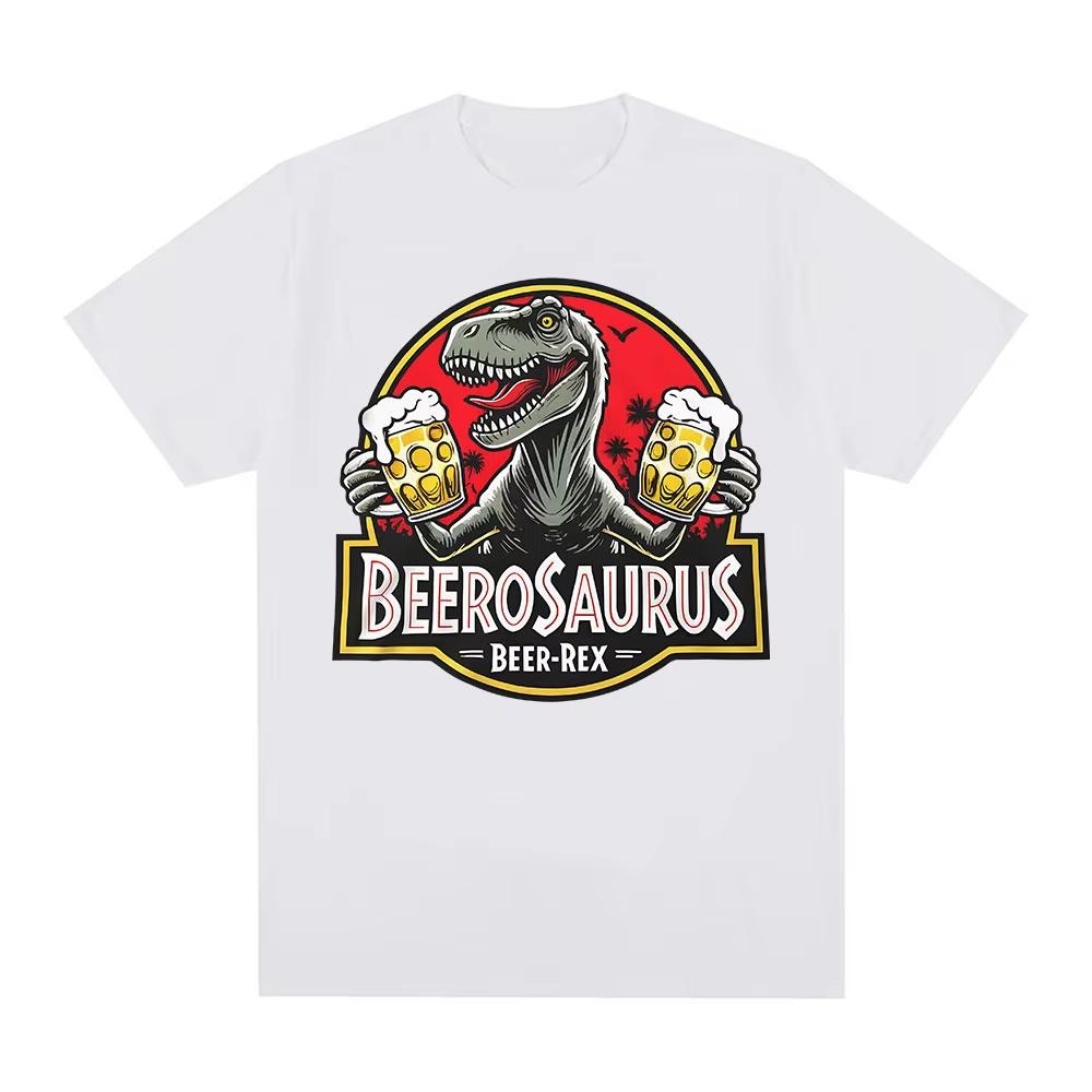 Beerosaurus Смешной Пивной Рекс Динозавр Футболка Мужская Женская Одежда Модные Футболки Хлопок Короткий Рукав Футболка