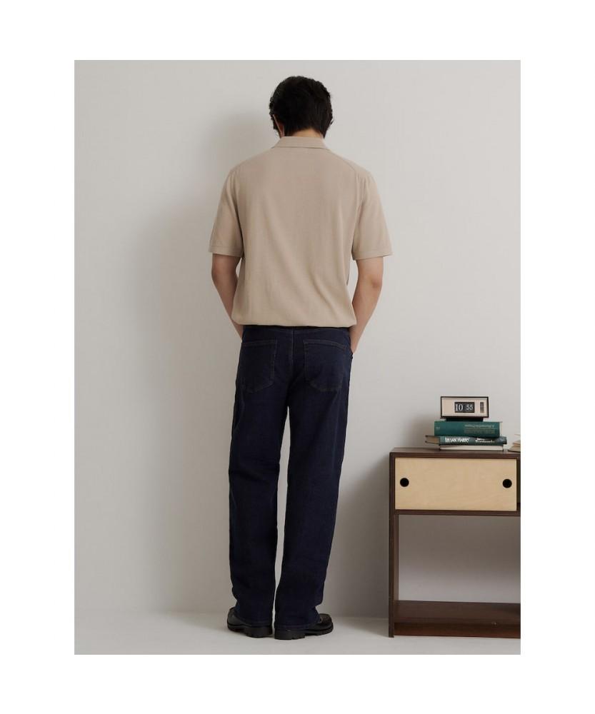Binpolmen [Essential] Italian Cotton Collared Neck Knit Beige