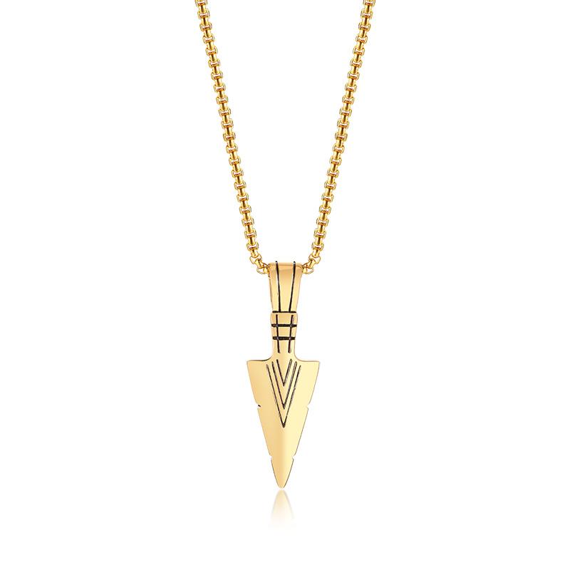 Man Necklace, Arrowhead Kunai Pendant,Stainless Steel Primal Tribal Spear Necklaces,Men Kunai Ethnic Viking Necklace