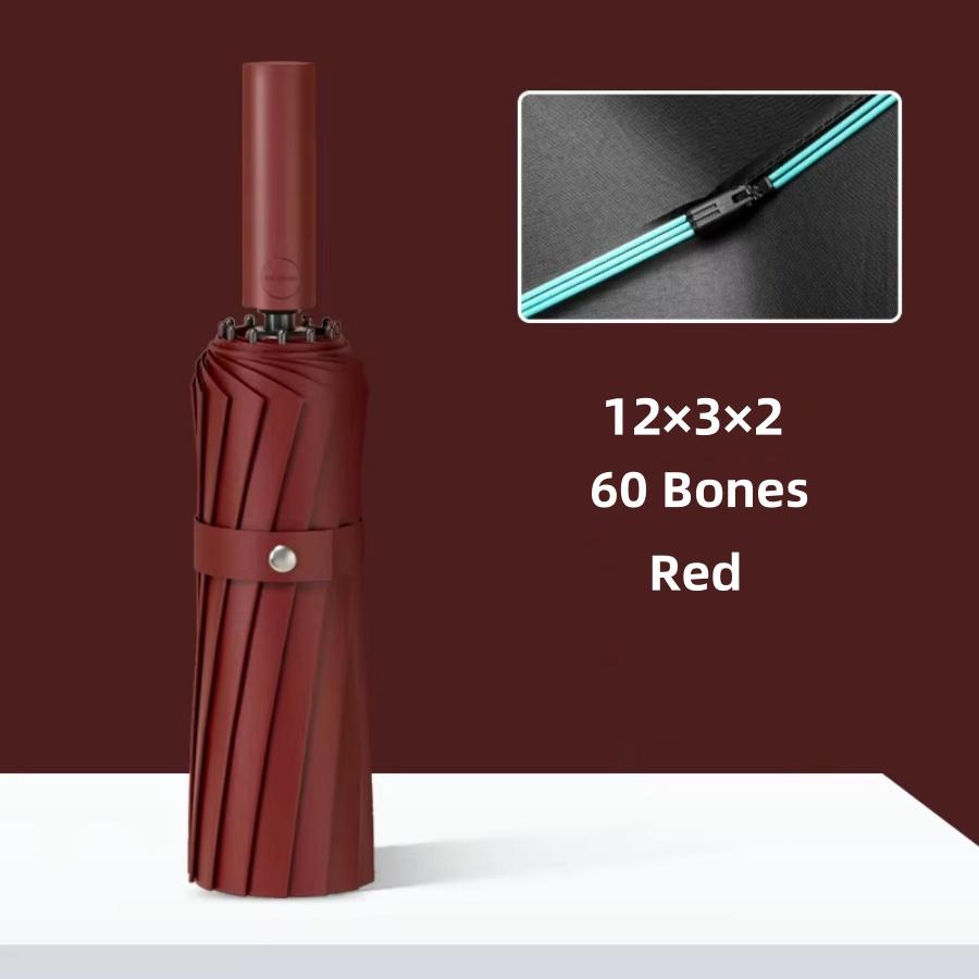 Ветрозащитный дорожный зонт от дождя с 60 спицами - Легкий, прочный, компактный с простой кнопкой автоматического открытия/закрытия 1 шт.