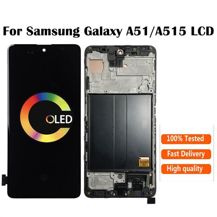 ЖК-дисплей с сенсорным экраном и дигитайзером с рамкой для Samsung Galaxy A51 A515
