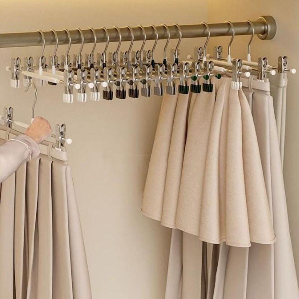 20Pcs Anti-slip Pant Hangers Stainless Steel Pants Clamp Closets Storage Organizer  Living Room