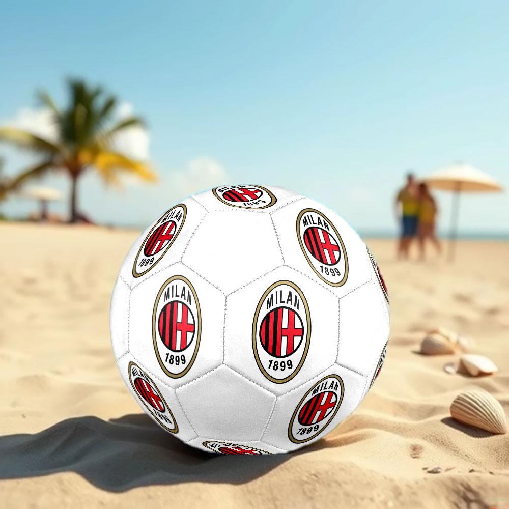AC Milan Size 5 Soccer Ball, Machine-Stitched PVC, Durable & High Bounce, All Ages Fit, fan merchandise, matches & outdoor use.
