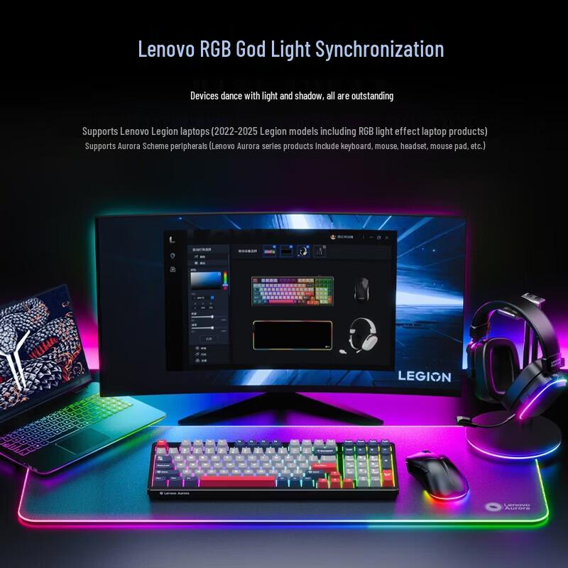 Lenovo Трехрежимная RGB механическая клавиатура Aurora GK10 с возможностью горячей замены