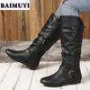 Мода Балетки Женские Сапоги до колена Модная обувь Тренд 2025 Зима Новые Плиссированные Кожаные Челси Сапоги Молния Повседневная Ходьба Женские Ботинки