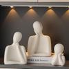 Couple Family Statue | Ceramic Thinker Sculpture | Home Decor Items for Living Room Show Piece | Table Artifact (White | Set of 3)