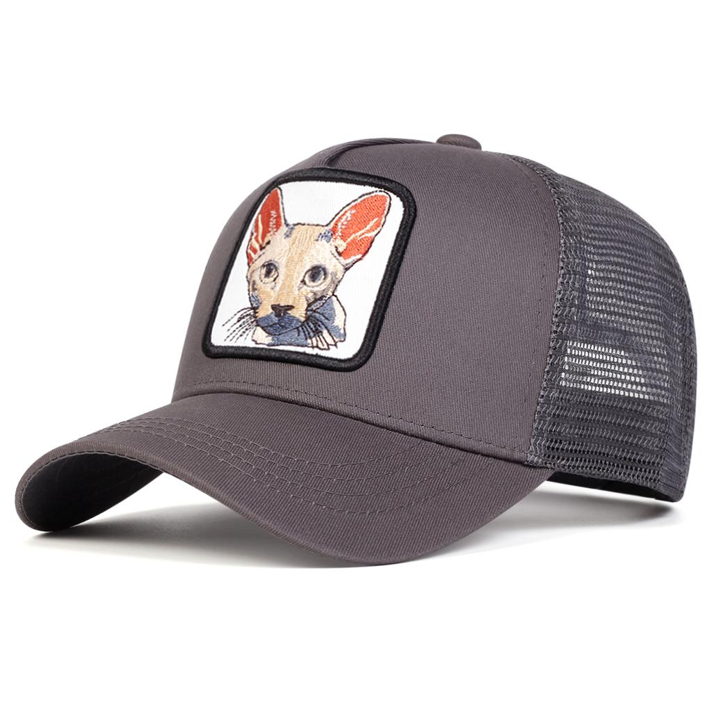 Летняя вышивка кота, регулируемая мужская и женская кепка, парная походная бейсболка, сетчатые кепки в стиле хип-хоп, кепки с животными