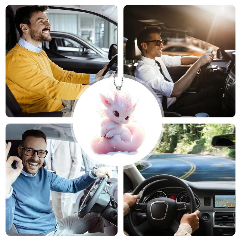 Автомобильный орнамент Lucky Dragon, подвеска-талисман в виде дракона, симпатичный акриловый плоский автомобиль, мультяшный дракон, зеркало заднего вида для настенного окна