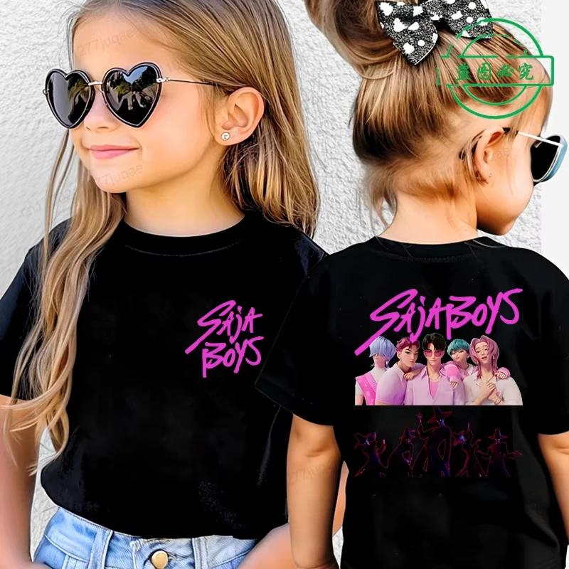 K-Pop Охотники на демонов Saja Boys Детская одежда Летняя мультяшная одежда с глуповатым тигром Модная мужская футболка Хлопковые детские футболки