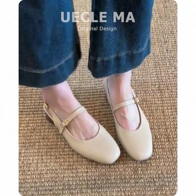 Супермягкая овечья кожа~ Летние женские босоножки-баотоу с юбкой, ретро-надписью, толстым каблуком, туфли-лодочки Мэри Джейн