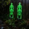 Spooky Garden Path Lighting 2Pcs Solar Skeleton Stake Light Halloween Glowing Realistic Figurine Waterproof Stakes for Yard Outdoor Lawn Lamp Party