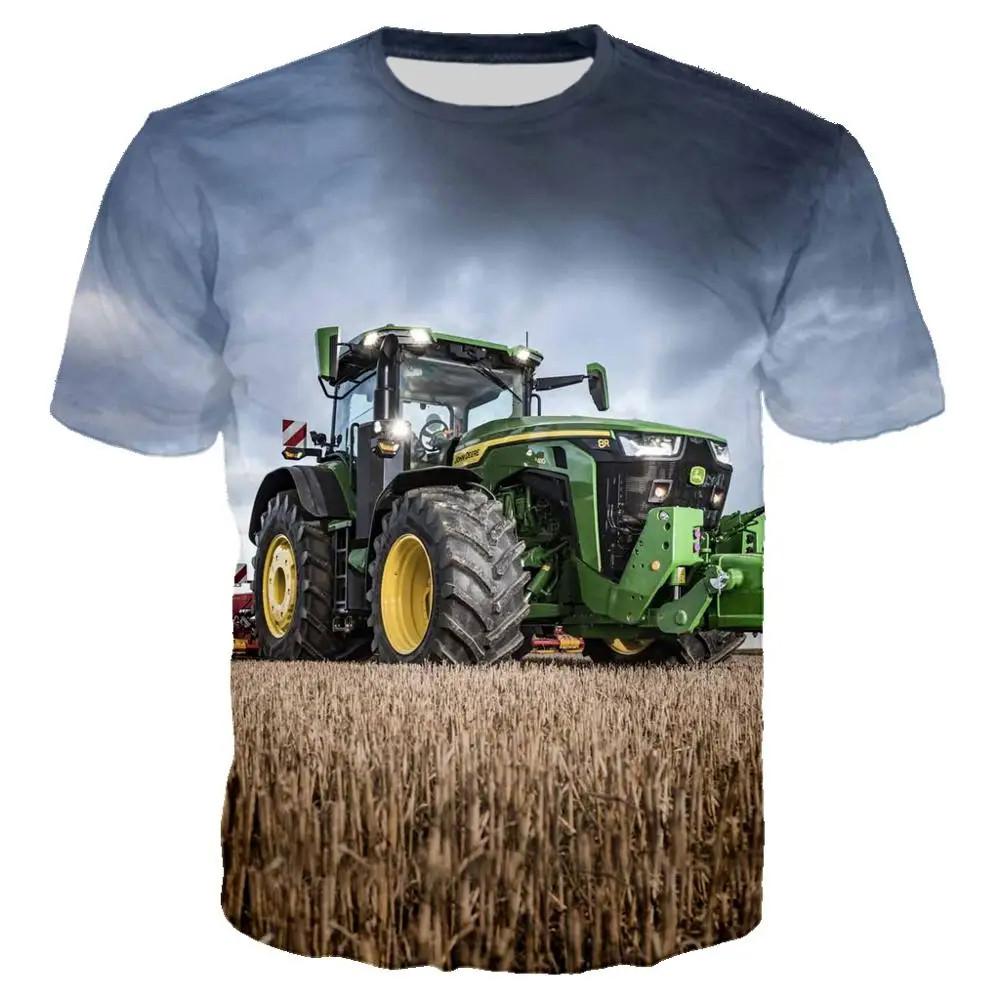 Cool Tractor Pattern 3D Printed T-shirt Fashionable Men's Comfortable Casual O-neck Top Summer Outdoor Sports Fun Short Sleeved Clothing