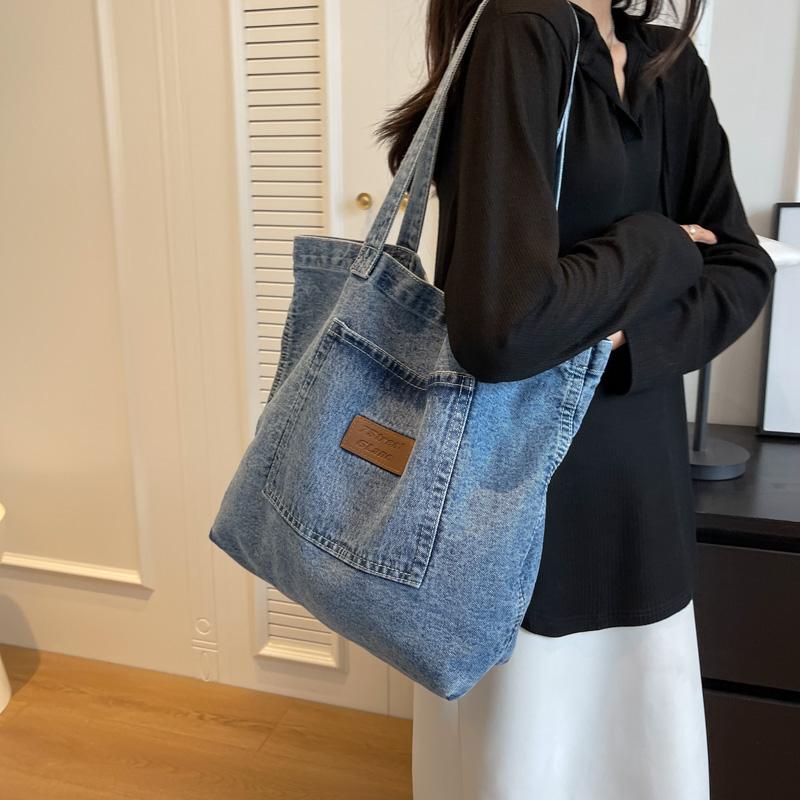 Модная джинсовая сумка через плечо, универсальная сумка для покупок, женская универсальная сумка