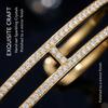 Gold Color Adjustable Two-story Zircon Bangle Luxury Stainless Steel Bohemian Style Bracelet for Women Fashion Jewelry Gift