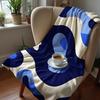 Blue Curved Camouflage Cartoon Anime Print Flannel Blanket Soft Warm Throw For Kids Bedroom Sofa Bed Christmas Office Car