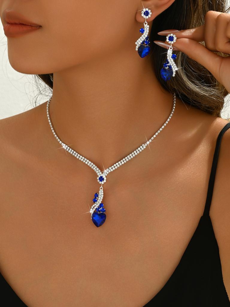 Геометрические ожерелья и серьги с каплями воды из двух частей, комплект ювелирных изделий для женщин