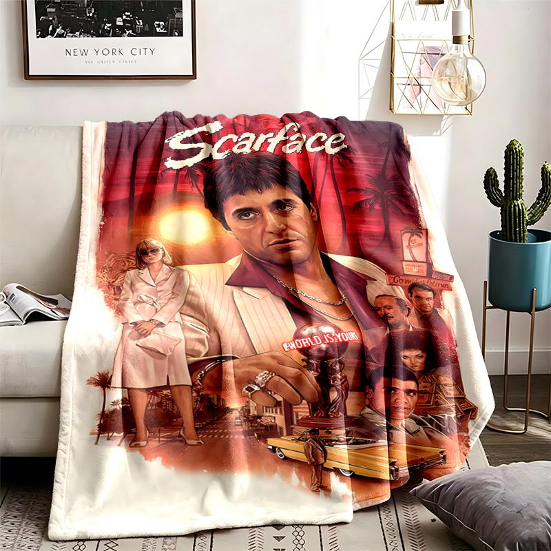 Scarface Theme Blanket Suitable For The Sofa Camping And Travel Made Of Soft Flannel Material An Ideal Gift For Occasions Such As Birthday