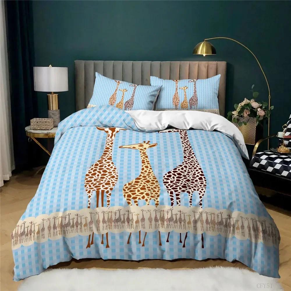 Ders Soft Duvet Cover Pilowcases Girafe Beding House De Couete Adult Peoples Home Textile Bed Shet Set Adorable Lovely Bed Linen Sets Juego De Cama