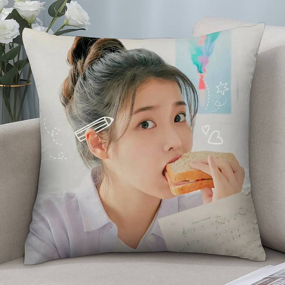 Kpop I-IU Милая наволочка Короткий плюш Двусторонняя печать Квадратные наволочки для диванных подушек Домашний декор для подушек