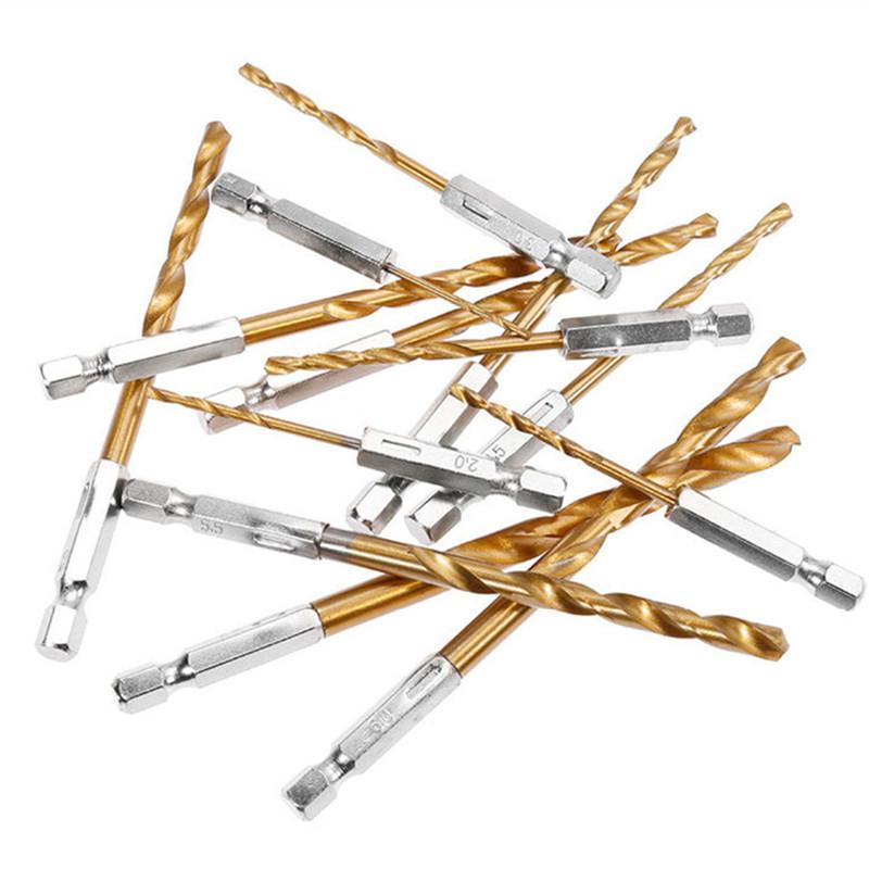 Набор сверл из быстрорежущей стали с титановым покрытием, 13 шт., набор сверл с шестигранным хвостовиком 1/4, 1,5–6,5 мм, шестиугольная ручка, спиральное сверло