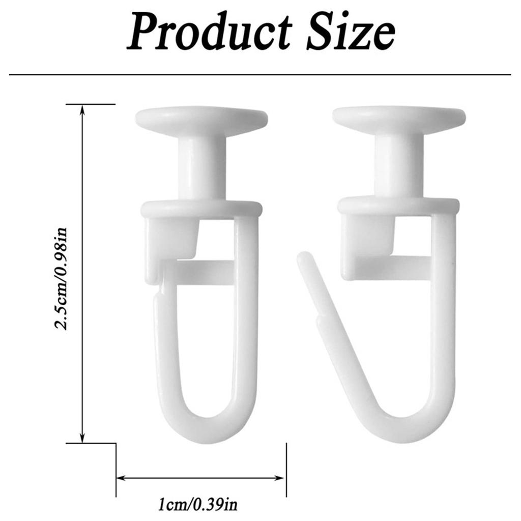 50 шт. Белые пластиковые ролики для шторного карниза с фиксирующими складными крючками для плавного и бесшумного хода, для дома, офиса, ресторана, отеля