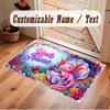 Axolotl Theme Soft Crystal Velvet Rug Custom Name & Text Print Non Slip Floor Rug for Bedroom Living Room