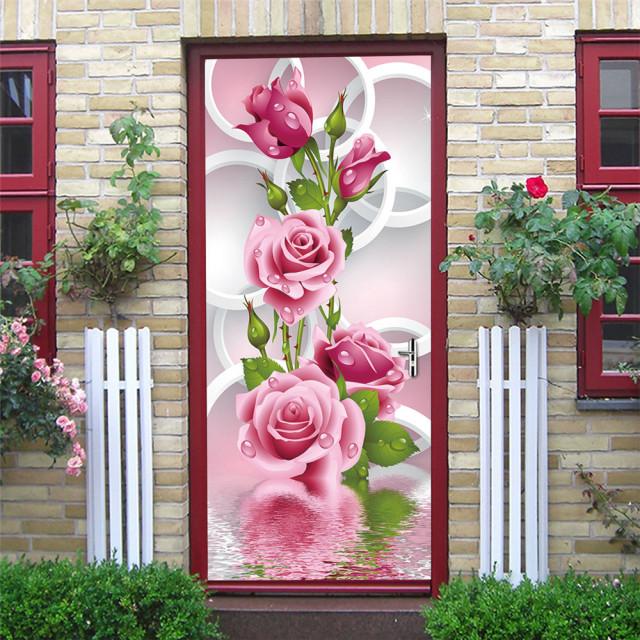 3D съемные стикеры на дверь с пейзажем Vinilos Para Puertas Клеящиеся обои Художественные фрески для дверей Библиотека Современный декор для дома