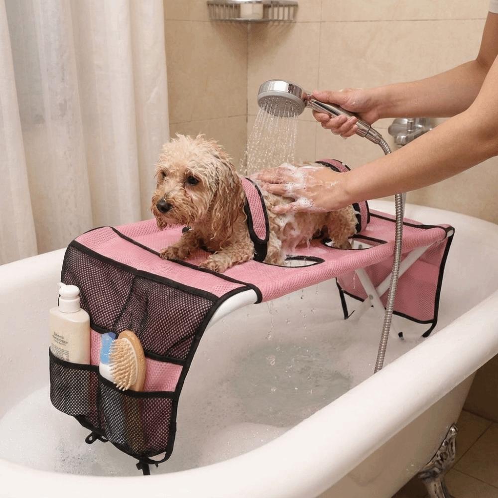 Folding Pet Grooming Table Quick-Dry Mesh Pet Washing Rack Cat Grooming Platform Pet Washing
