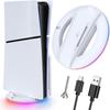 Vertical Stand for PS5 Slim Console Disc and Digital with 14 Light Mode, RGB Base Stand for PS5 Slim Console