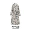 Fashion Style 2024 Spring New Female Long Sleeve Lapel with Belt Printed Shirt Style Dress 2579103