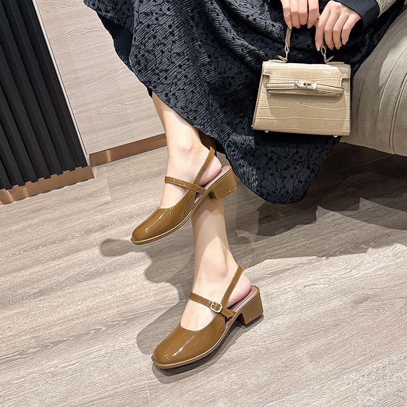 Модная женская обувь Мэри Джейн на среднем каблуке, с квадратным носком, закрытые сандалии для женщин, шикарные и элегантные, по акции, ежедневная VIP-распродажа, повседневная обувь
